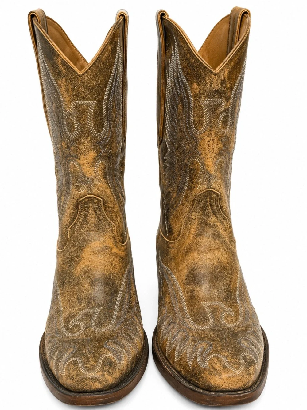 Old Gringo Eagle Stitch Cowboy Boots Women’s 8.5B Distressed Brown Leather - Picture 1 of 7